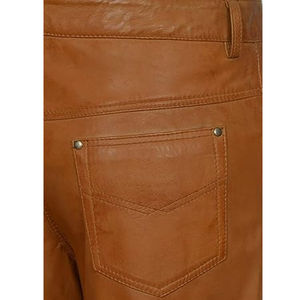 กางเกงหนังแท้ทรงตรงเอวสูงสำหรับผู้ชายแบบลำลองน้ำหนักเบา ระบายอากาศได้ดี  ปรับแต่งได้ - Product Image 4