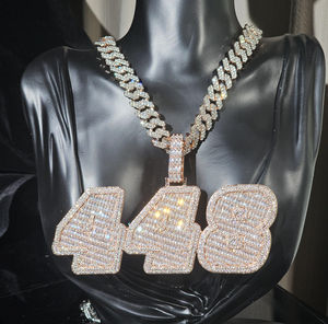 Custom Iced Pass Diamond Test VVS 925 Plata 10K Cadena de oro Hip Hop Letra Nombre Encanto Colgante Collar Joyería fina Hombres - Product Image 1