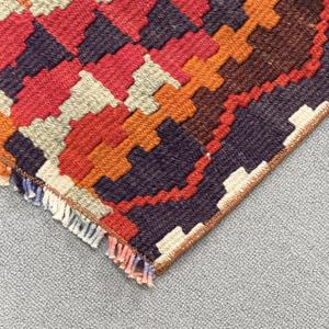 Vintage 2.7x11.5 ft Rug, Kilim Turkish Rug, <b>Red</b> Floral Rug <b>Wool</b> - Product Image 4