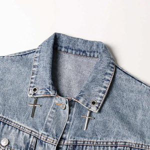 High Quality Women Clothing Fashion Washed Crop Denim <b>Jackets</b> <b>Sequins</b> Blue Denim <b>Jacket</b> OEM Serviced Customized - Product Image 5