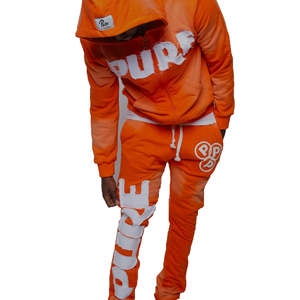 Ensemble sweat à capuche et pantalon de survêtement délavés à l'acide en éponge française avec logo personnalisé OEM de haute qualité - Product Image 3