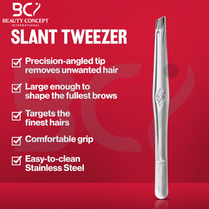 Ergonomic Eyebrow Tweezers Stainless Steel Slanted Tip <b>Precision</b> <b>Tool</b> with Anti-Slip Grip for Easy Grooming - Product Image 3