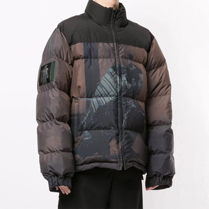 Sublimated Stand Collar Windproof Breathable Puffer <b>Jacket</b> for Men High Street Fashion Winter Outdoor Wear with Sherpa Lining - Product Image 2