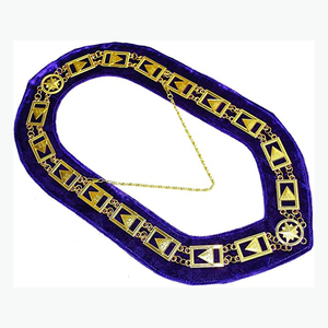 33 Degree Masonic Regalia 33RD Degree Scottish Rite Golden Chain Purple Velvet Back Chain <b>Collar</b> with Small Pendant Jewel - Product Image 2