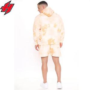ชุดวอร์มกีฬาผู้ชายแบบมีโลโก้สั่งทำ ชุด 2 ชิ้น เสื้อฮู้ดผ้าฟลีซและกางเกงขาสั้น ชุดวอร์มแบบมีฮู้ด เสื้อพูลโอเวอร์ กางเกงขาสั้นจ็อกเกอร์ - Product Image 4
