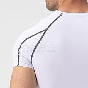 High Quality Compression <b>T</b> <b>Shirt</b> for Men Breathable with Custom Logo Printing Solid <b>Red</b> Color OEM Service - Product Image 6