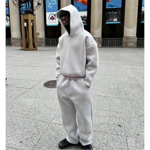 เสื้อสเวตเตอร์กางเกงยาวมีฮู้ดสำหรับผู้ชาย, เสื้อสเวตเตอร์100% กางเกงขายาวผ้าฝ้ายทรงหลวมสีล้วนสวมใส่สบายสำหรับใส่วอร์ม100% - Product Image 6