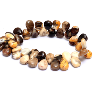 Perle lisse en bois de cacahuète AAA 8x10mm, forme briolette, en jaspe de bois de cacahuète naturel, pierre semi-précieuse, perle en vrac pour la fabrication de bijoux - Product Image 3