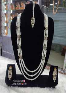 Indian Traditional and Fashionable <b>Gold</b> Plated and Long Mala With Earring and Maagtika Combo Necklace <b>Set</b> for Women - Product Image 4