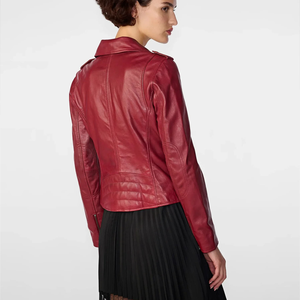 Chaqueta de Motociclista Acolchada de Piel de Oveja Personalizada para Mujer, Estilo con Cremallera, Ropa Exterior de Moda para Motocicleta de Alta Calidad, OEM, ODM, Marca Privada - Product Image 4