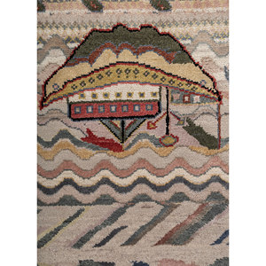 พรมไหมพรมผสมไหมไผ่สีเบจน้ำตาลลายปะติดปะต่อทรงสี่เหลี่ยมผืนผ้าสำหรับตกแต่งบ้าน ห้องนั่งเล่น และทางเดิน - Product Image 3