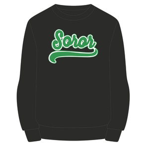 Sudadera Negra con Cuello Redondo 08 Soror, Insignia de Invierno Rosa y Verde para Mujeres de Hermandad Griega, Ropa Casual Elegante para Hermandad Universitaria - Product Image 5