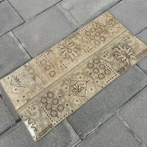 1.4x3 ft Rug, Vintage Turkish Rug, <b>Brown</b> Gray Patchwork Rug - Product Image 2