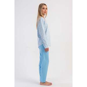 Conjunto de Pijama KADIN P.SUPREM con Cuello Redondo y Mangas Largas, Diseño Ovalado - Azul - Azul - Product Image 3