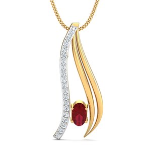 À la mode 18K Or Argent Pendentif Femmes Ovale En Forme Rouge Zircon Gemstone Wave Designer En Laiton Bijoux En Forme De Coeur Chaînes De Mariage - Product Image 1