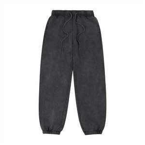 Custom Logo 100% Cotton Men's Sweatpants High Quality 380gsm Acid Wash <b>Vintage</b> Oversize Fit Streetwear Canvas Fabric - Product Image 1