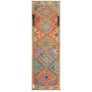 Alfombra Kilim de Maimana, Afganistán, 195 x 64 cm, Alfombras y Juegos de Alfombras - Product Image 1