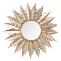Miroir mural circulaire moderne METAL WAVE, finition patine blanche, motif feuille métallique, cadre en laiton antique contemporain, épaisseur du miroir 5,0 mm, en fer