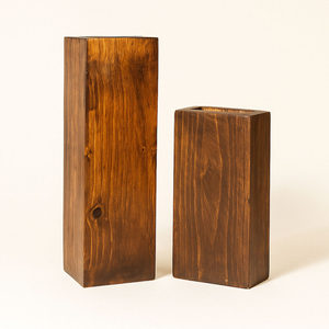 Vases modernes en bois massif, forme rectangulaire haute, mettant en valeur la texture naturelle, l'élégance rustique et l'intérieur minimaliste, lot de 2 - Product Image 2