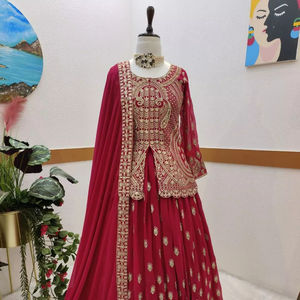 Fournisseur Indien Direct Traditionnel Faux Georgette Broderie Travail Lehenga Choli Dupatta Salwar Kameez Fêtes De Mariage Adultes - Product Image 1