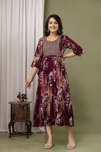 Nouvelle mode, vêtements pour femmes, style luxueux, longue robe maxi Anarkali Kurti, robes maxi pour femmes - Product Image 5