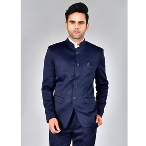 Ensemble de costume bleu marine classique de qualité supérieure pour hommes, idéal pour les réunions de bureau et les tenues cérémonielles, disponible à prix d'exportation depuis l'Inde - Product Image 1