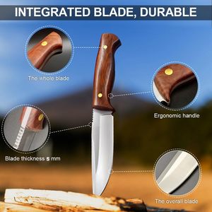 Couteau de chasse en acier fait main D2 et lame fixe en acier inoxydable, couteau de survie en plein air avec étui en cuir - Product Image 3