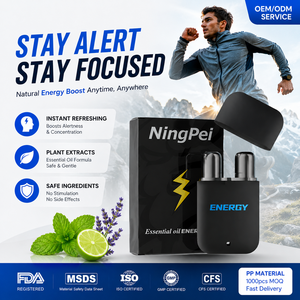 Inhalateur Nasal d'Aromathérapie - <span class=keywords><strong>Huile</strong></span> <span class=keywords><strong>Essentielle</strong></span> d'Herbes et de Menthe Poivrée, Boost d'Énergie Naturel et Soulagement des Sinus, Stick Concentré, Tube Portable OEM - Product Image 2