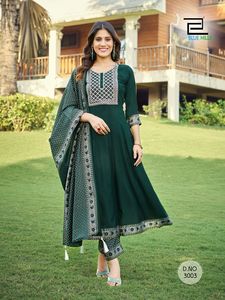 Style Bollywood à la mode femmes Reyon Kurti fête d'été Anarkali Kurti ensemble avec dupatta pour les femmes pour tous les vêtements - Product Image 4