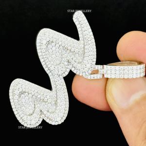 Colgante Personalizado con Letra, Incrustaciones de Moissanita VVS de Corte Brillante, Plata de Ley 925, Chapado en Rodio, Estilo Hip Hop, Unisex, para Ella, para Fiestas - Product Image 5