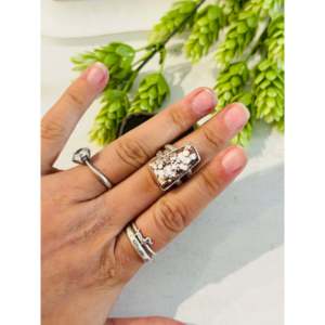 Bague style Southwest avec cheval sauvage et argent sterling, sertie de pierres naturelles, plaquée or rose, taille 7.5, idéale pour un cadeau - Product Image 2