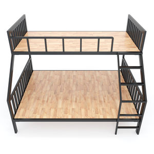 Rubber <b>Wood</b> & Iron Frame <b>Bunk</b> <b>Bed</b> 160x200x160cm <b>Wood</b> Style Solid Design Industrial Extendable & Storage GT003 - Product Image 4