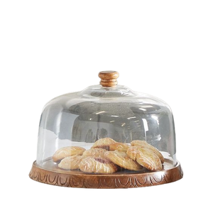 Dôme à dessert rond en bois et en verre de grande qualité pour les mariages, les événements et les hôtels de table Serveur de nourriture Design élégant - Product Image 6