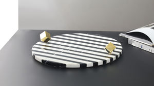 Bandeja redonda de mármol para servir con asas de metal para el almuerzo, el desayuno, la cena, personalización disponible a precio mayorista - Product Image 5