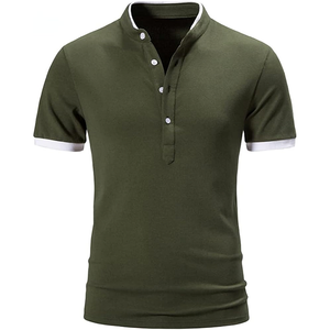 Polo con cuello mandarín y logotipo personalizado para hombre, camiseta OEM ajustada de manga corta con tamaño, color y etiqueta personalizados - Product Image 1