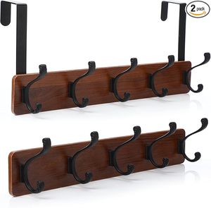 Amazing Wall-Mounted Coat <b>Rack</b> With 2 Over-Door Instillation Hooks Wood Plank Hat <b>Rack</b> Hooks for Clothing Hanging - Product Image 6