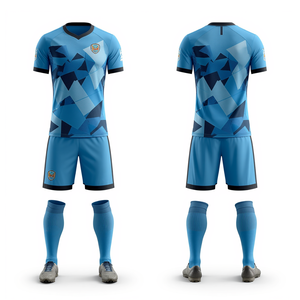 Uniforme de Fútbol Azul Cielo en Oferta, Conjunto de Camiseta y Pantalones Cortos con Diseño Fragmentado, Ropa Deportiva para Equipos, Kit de Entrenamiento - Product Image 5