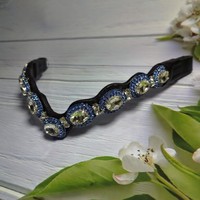 Bandeaux de cheval en cuir droit en forme de V de luxe-Bandeau de tête équestre personnalisé en cristal strass