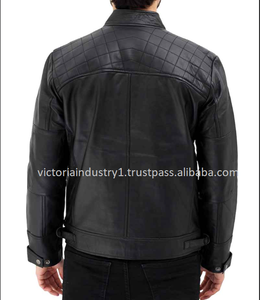 Chaqueta de Motociclista de Cuero Genuino Hecha a Medida 2024, Impermeable, para Hombre, con Cremallera de Piel de Oveja, Transpirable, Negra, Acolchada, con Parches, para Invierno - Product Image 4