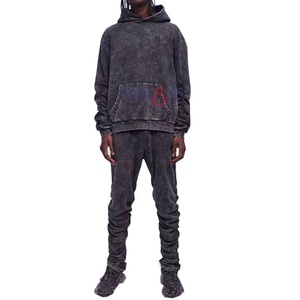 Sweat-shirt à capuche vintage surdimensionné pour homme, lavage à l'acide, en coton, pour couples, survêtement pour homme, streetwear, sweat-shirt lourd, ample, tendance - Product Image 1