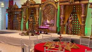 Marco de puerta de escenario de compromiso tradicional decoración Punjabi boda Roka ceremonia escenario Panel brazalete ceremonia Marco de Fondo Indio - Product Image 2