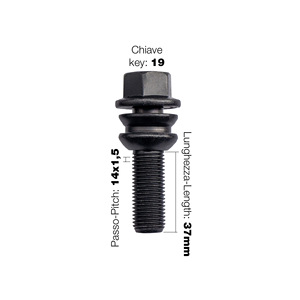 10 tornillos negros ch.19 14x1.5 con arandela esférica móvil de 37 mm - Product Image 2
