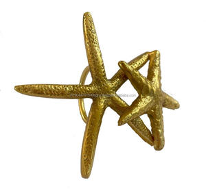 Servilletero de oro galvanizado de pez estrella de latón de aluminio mesa de comedor decorativa para cena almuerzo desayuno - Product Image 1
