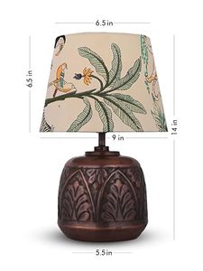 Decorative Bohemian Leaf Table Lamp Floral Fabric Lampshade Metal Base <b>Bedside</b> <b>Reading</b> <b>Light</b> Home Decor - Product Image 5