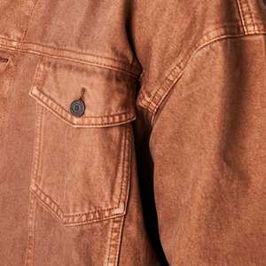 High Quality Men's <b>Denim</b> <b>Jacket</b> Pakistan Manufacturer High Street Breathable Windproof Light Shade Coated <b>Long</b> Length Front Logo - Product Image 6