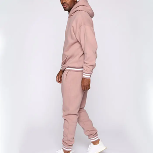Logo personnalisé de haute qualité grande taille Jogger survêtement uni blanc 100% coton polaire hiver rose Jogging sweats à capuche hommes survêtements - Product Image 3