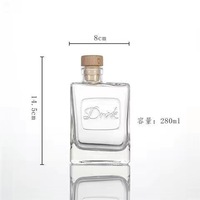 Botol Anggur Kaca Bening Pipih 200ml 280ml dengan Tutup Gabus Logo Kustom Wadah Kemasan Minuman Grosir