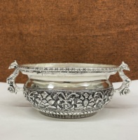 Artisanat indien écologique en cuivre fait main, bol décoratif plaqué argent pour la maison, pot flottant décoratif pour fleurs