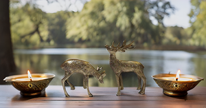 Elegante ciervo dorado escultura de latón de lujo abstracto Metal decoración del hogar estatuilla Vintage Feng Shui significado adornos de estilo artístico - Product Image 3