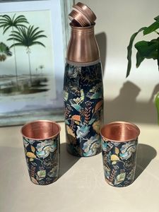 Hot Selling Hammered Design Copper Water <b>Bottle</b> 500ml Eco-Friendly Dishwasher Safe Fancy Shiny Polished Unisex Wholesale - Product Image 5
